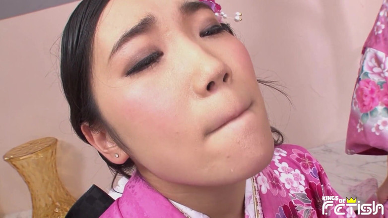 Pure Japanese adult video ( JAV): Three Japanese babes blow a group of men with hairy...