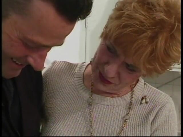 Meet my Pussy: Younger guy gets blown by 70 year old redhead in kitchen