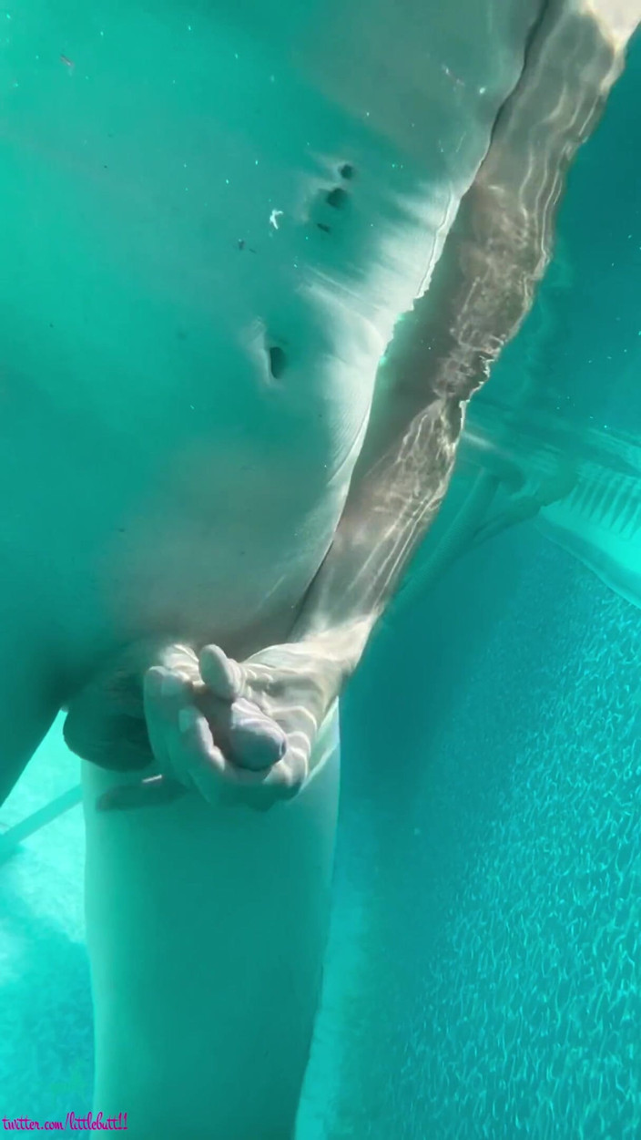 Little Butt: Sissy bubble butt femboy cums in private pool
