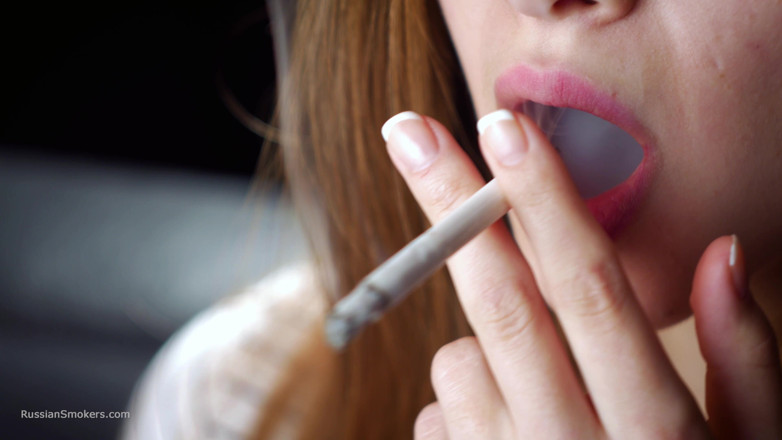 Russian Smokers: Soft Russian Beauty Smoking Cigarette Calm Moments
