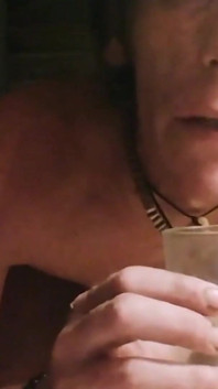 Skinny young man swallows his own urine and opens his ass wide