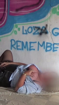 Abandoned Building Floor Whore - Julie Wanks Her Cunt on the Dirty Floor