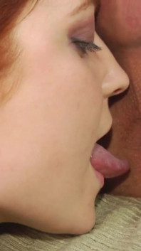 Redhead teen licks his ass and gets fucked in her shaved pussy
