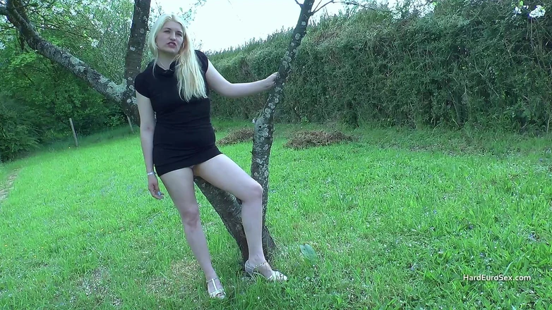 Hard Euro sex: Leggy pale blonde with dark asshole takes cum over her...