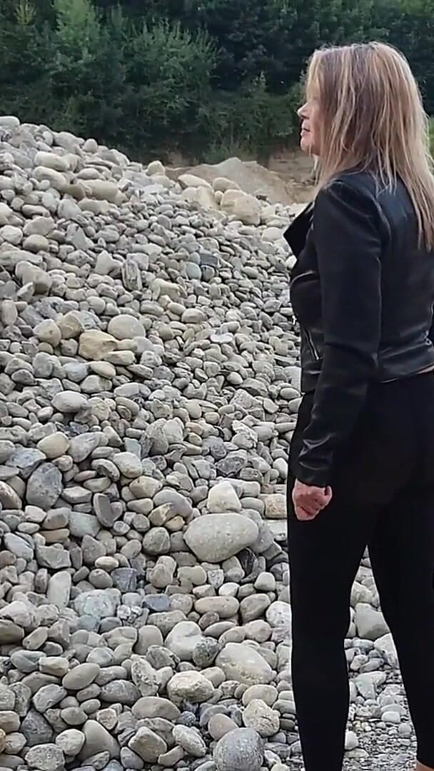martinawest: Grandma Is Walking Around a Gravel Pit in Tight Leggings...