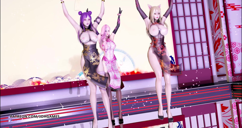 3D-Hentai Games: Tougen Renka - striptease Ahri kaisa Seraphine heißer erotischer tanz