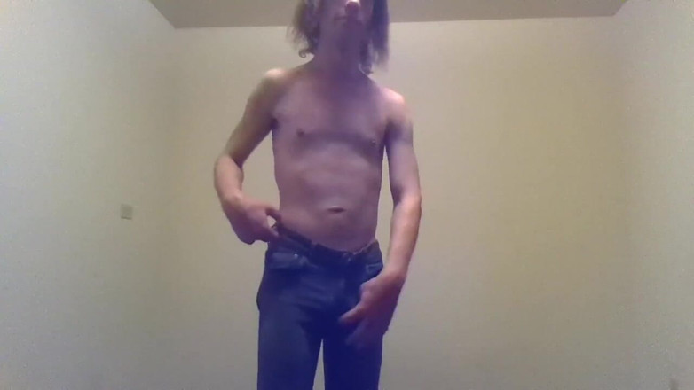LilTaste: Transgirl Pre-op topless w Tylko dżinsy, Wzbudzony | Self-photography pozowanie