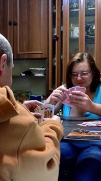Lost at Cards, but Finished All Over Her Face!