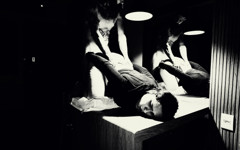 Fucking in Table Stefhany TS. Black and White Filter