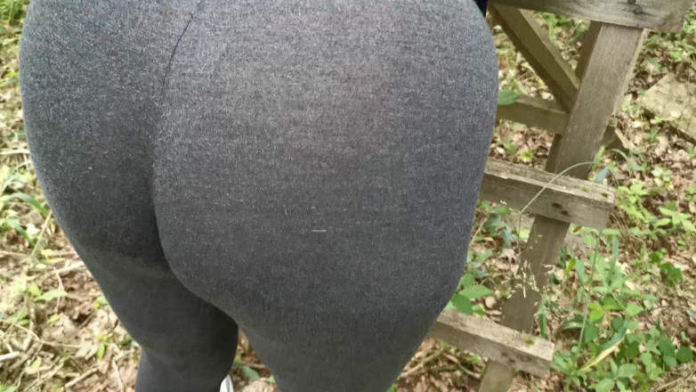 Bouncy Tits Action: Ass spanking outdoor in spandex