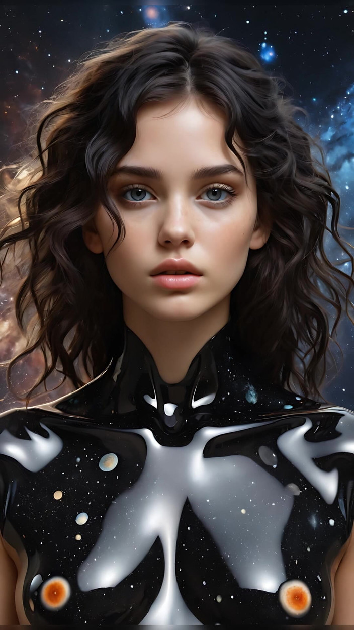 AI Girls: Artistic Nude of a Beautiful Young Woman with a Liquid...