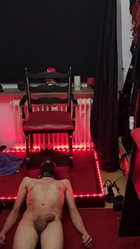 MILF Domme Crops Hooded Slave's Trembling Ass Raw