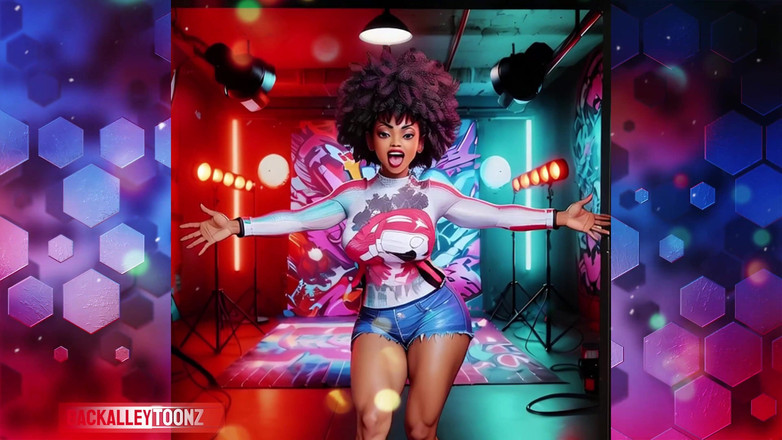 Back Alley Toonz: Ebony Jones, Beleuchtetes Videoshoot Mit Großem Hintern