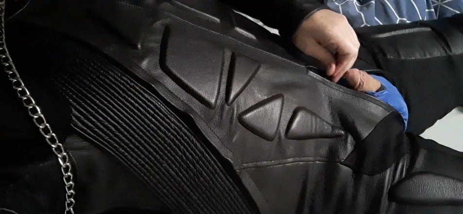 Rusty Sunnybrook: Biker Cums in Leather Moto Race Suit