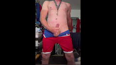 JockDad87: Jockdad87 ejaculam em seu traje de luta.