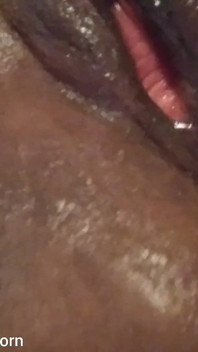 Closeup Spreading My Wet Black Shaved Pussy