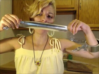 Selfgags classic: Rosalyn receives her worn panty delivery! *huge tape gag*
