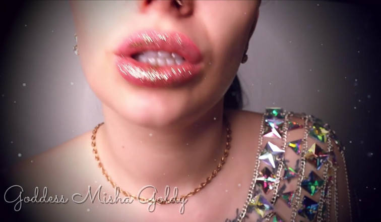Goddess Misha Goldy: Nemůžeš říct ne mým lesklým plným rtům a prsům! JOI