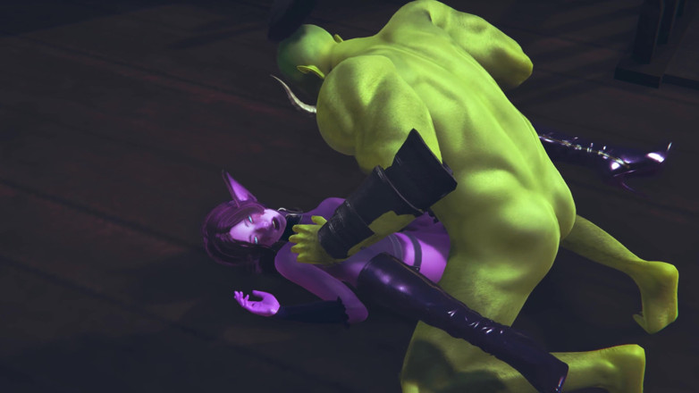 Waifu club 3D: Elfo recebe gozada interna na buceta de grande orc