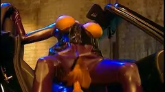 Blonde vixen in fetish latex gets hard pounding in a car park
