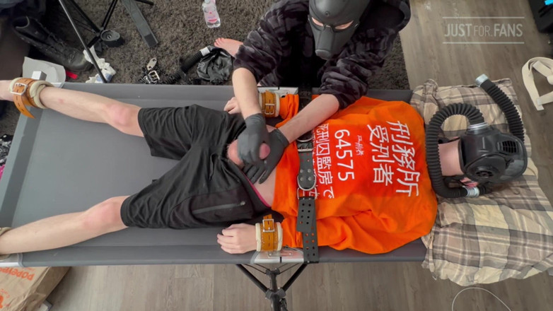 Inmate Cody and SubEdgeX: Gas Mask Boy Strapped Down and Edged