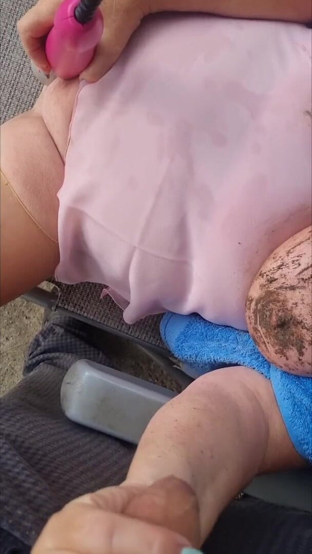 Julie Cunningham: Mud Muddy Tits Outside Pink Babydoll Vibrator Pt2
