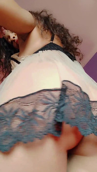 Brunette in Transparent Nightgown Without Panties