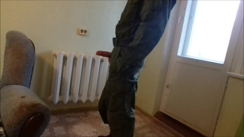 AlexRusFun: Russian soldier masturbates his big cock and licks his shoes