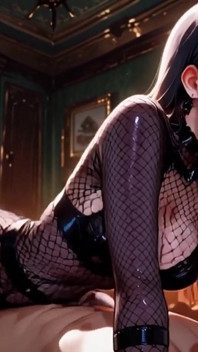 Anime con IA: Una ragazza asiatica gotica e con il seno generoso mi fa una fellatio e mi scopa.