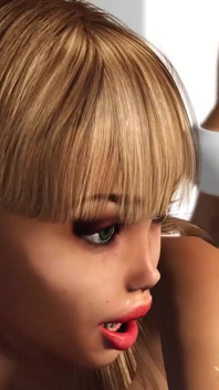 Orbita terrestre. Sci-fi il sesso androide gioca con una giovane bionda calda
