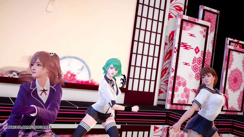 3D-Hentai Games: [MMD] Zamaskowana suka seksowny striptiz Honoka, Katsumi, Tamaki. Gorący taniec...