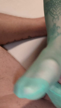 Footjob in Green Nylons