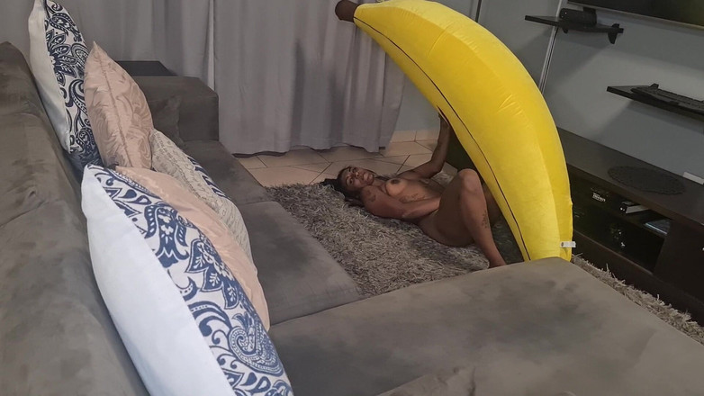 domslutfucker: Tattooed Desi Slut Humps a Big Banana, Close Ups