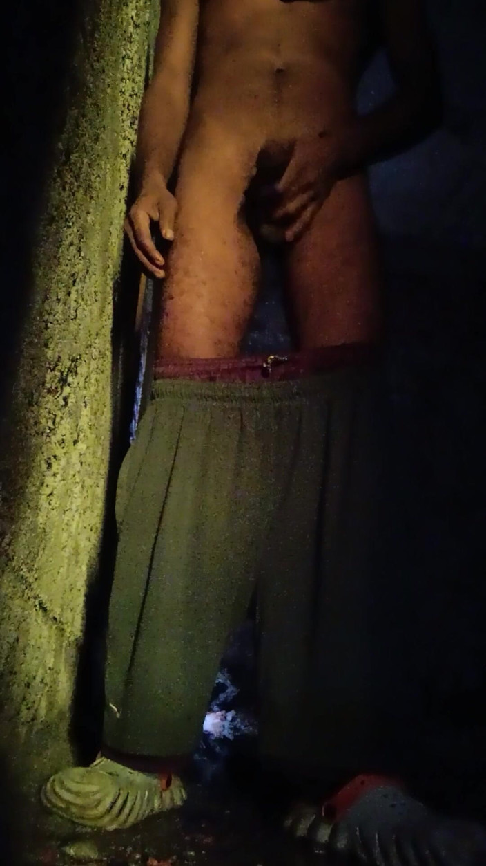 Bengali Bull: A Indian Young Boy Masterbet. in a Under Construction Building.