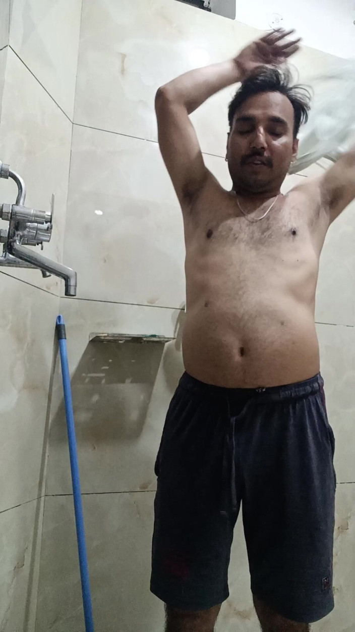 Rajasthani-old-lover: Desi Hot Man Enjoy Shower and Masterbation Show