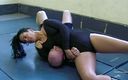 Shes Boss: Powerful black lady wrestles hard with a guy