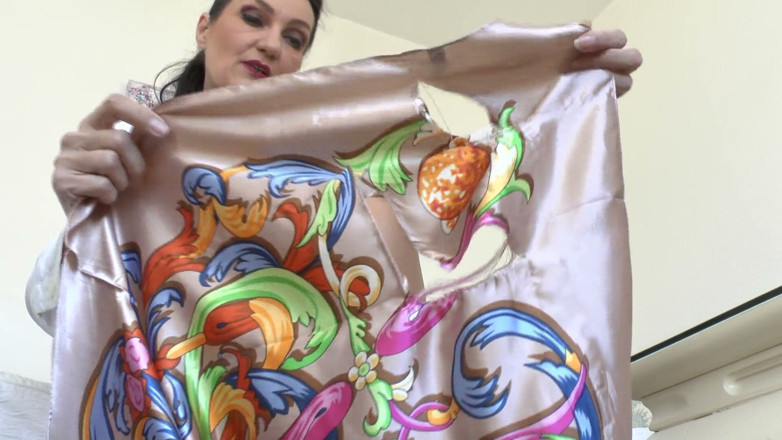 Lady Victoria Valente: Destroying Shiny Satin Scarves! Watch and Cum All Over the...