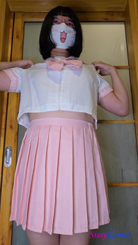 Sissy Kanisa's Fitting Room: Try on Pink Seifuku (japanese Sailor College Uniform)