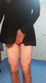 Pleated Skirt Sissy Cums in Panties for You