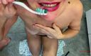 Lady love young: Stepmom Brush Teeth with Fresh Sperm Load