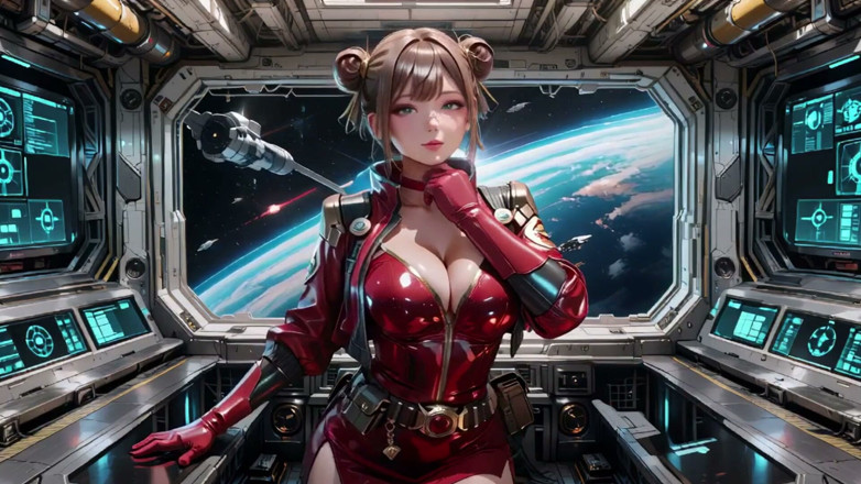 Seraphina Vale: Starship Red Armor, blondă, privirea privată a comandantului!