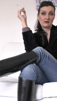 Be My Ashtray and Spittoon, Mistress in Rubber Riding Boots, Lady Victoria Valente