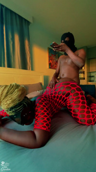 Thick Ebony Ass Pounded Doggy While Watching the City