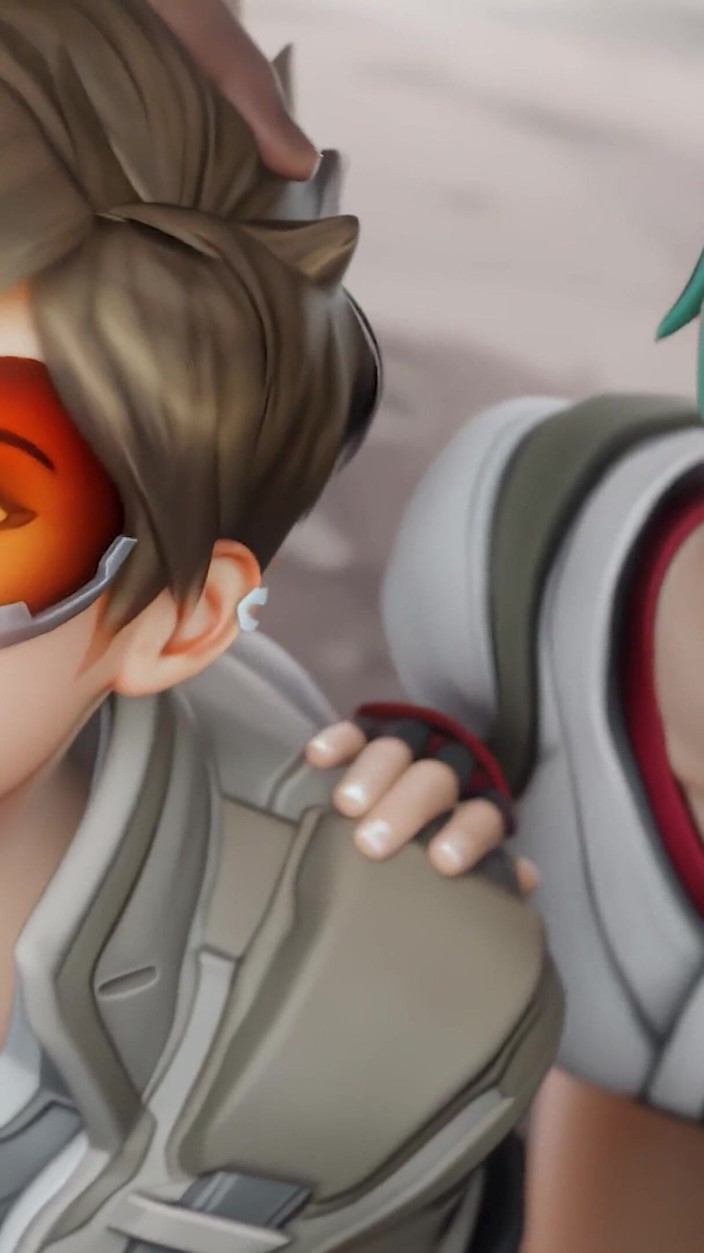 Orlikx: Tracer &amp; kiriko - великий чорний член робить неохайний мінет і 3d анімація в позі наїзниці