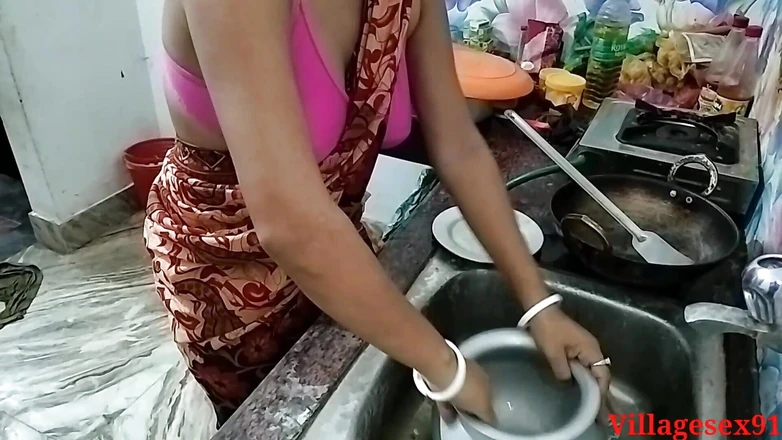 Villagesex91: Sky Blue Saree Indian Wife Fuck with Kitchen in Devar...
