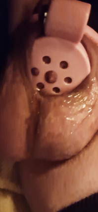 Wet Tiny Clitty Locked in Chasity Cage