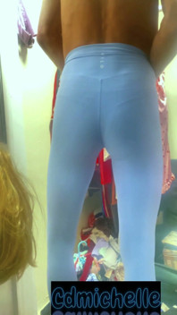 Cdmichelle Wearing Sexy Blue Spandex Bulging Withe See Through Thong