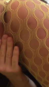 Young Russian Ekaterina fucks her in the ass and rips her yellow pantyhose