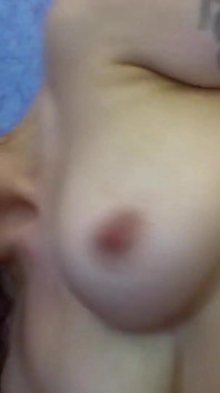 Horny brunette with perfect tits and hot shaved pussy delights in fucking my tight ass with a strap-on
