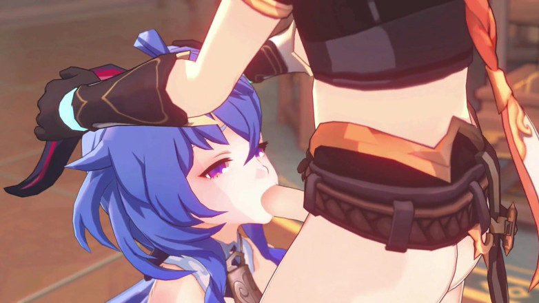 NSFWOtaku: Genshin impact - ganyu ve aether tutkulu seks sahnesi - 3 boyutlu hentai...